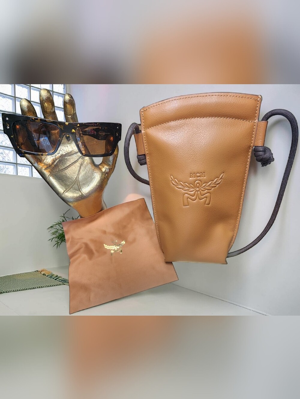 Authentic MCM Leather Crossbody Sunglasses Case Set Model MW0014